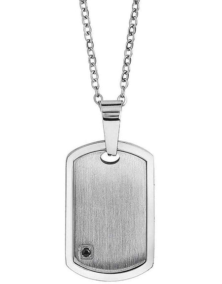 Collana Uomo BOCCADAMO MAN in Acciaio con piastrina militare e zircone