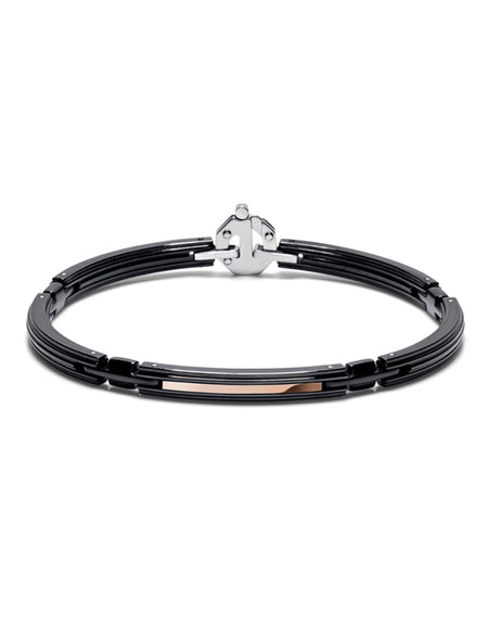 Bracciale Uomo BARAKÀ in Oro Rosa 18kt, Ceramica Nera, Stainless Steel, PVD Nero