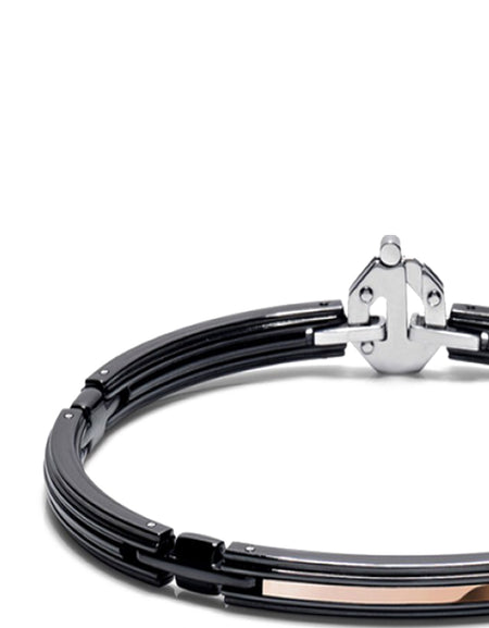 Bracciale Uomo BARAKÀ in Oro Rosa 18kt, Ceramica Nera, Stainless Steel, PVD Nero
