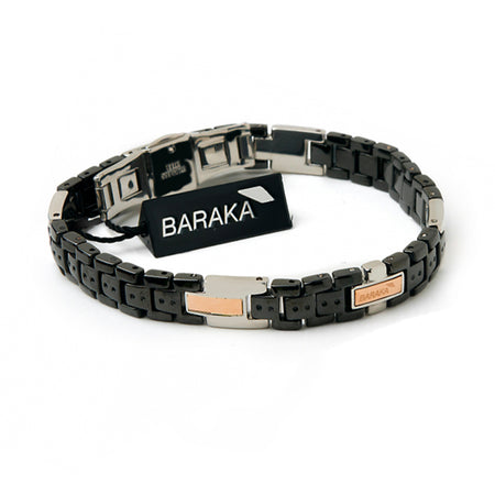Bracciale Uomo BARAKÀ in Oro Rosa 18kt, Stainless steel, PVD Nero, Acciaio Lucido