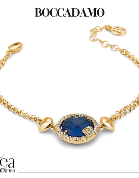 BOCCADAMO Bracciale Donna Dorato Sharada con Cristallo Blu Montana e Zirconi Bianchi