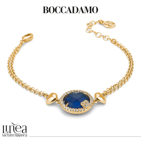 BOCCADAMO Bracciale Donna Dorato Sharada con Cristallo Blu Montana e Zirconi Bianchi