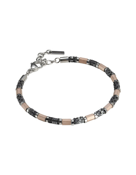 Bracciale Uomo BOCCADAMO MAN in Acciaio Placcato Oro Rosa ed Ematite