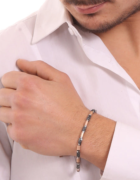 Bracciale Uomo BOCCADAMO MAN in Acciaio Placcato Oro Rosa ed Ematite