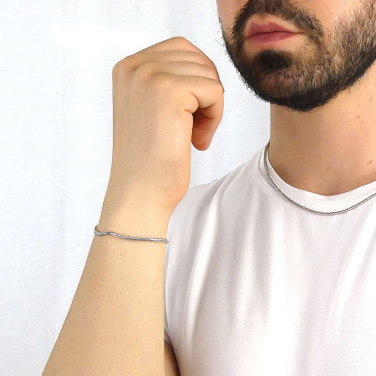 Bracciale Uomo BOCCADAMO MAN in Argento 925 Maglia Coda di Volpe Piccola
