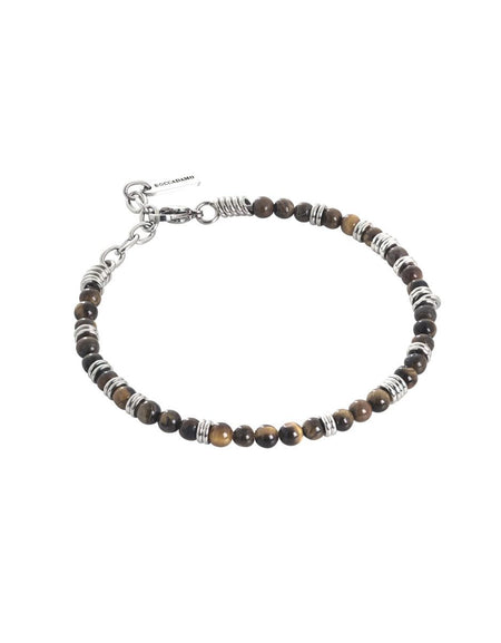 Bracciale Uomo BOCCADAMO MAN in acciaio rodiato con Sfere in Occhio di Tigre