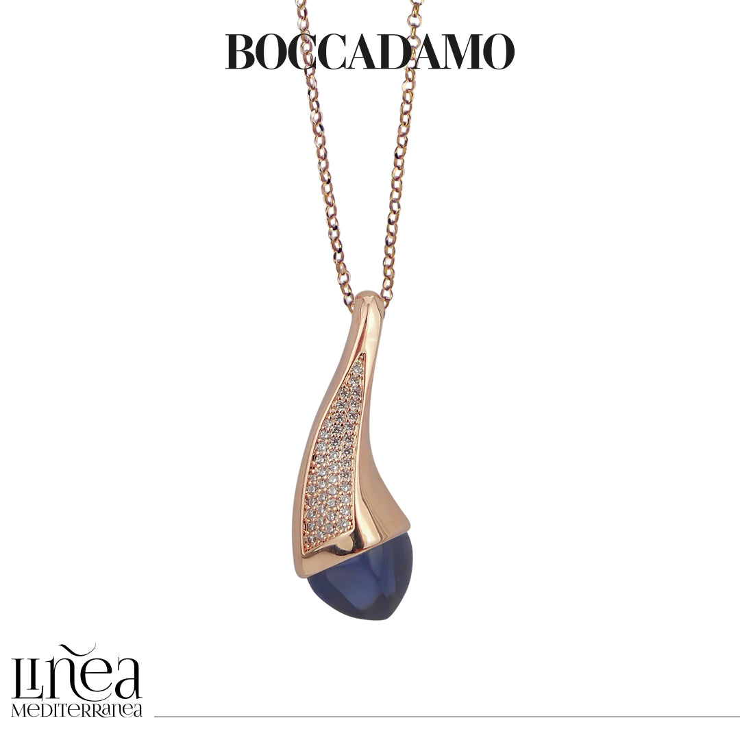 BOCCADAMO Collana Donna Rosè Caleida Goccia Light Sapphire e Zirconi Bianchi