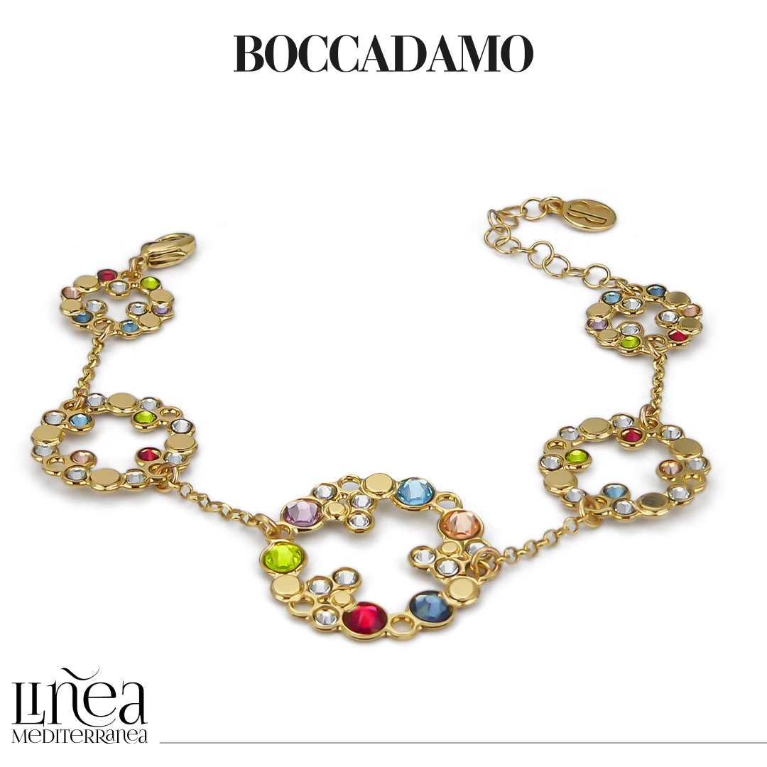 BOCCADAMO Donna Bracciale Morbido Magic Circle con Cristalli Multicolor