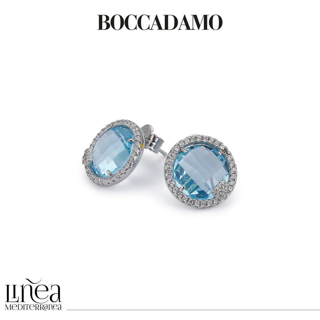BOCCADAMO Orecchini Donna al Lobo Sharada con Cristallo Acquamarina e Zirconi Bianchi