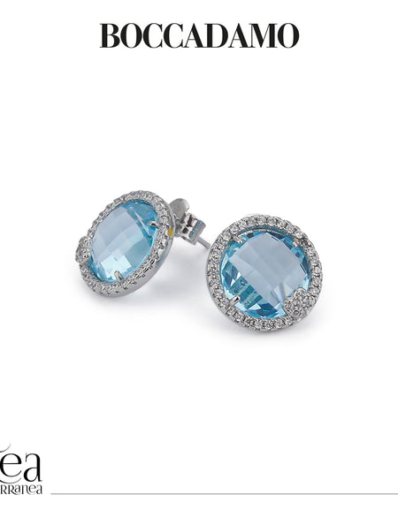 BOCCADAMO Orecchini Donna al Lobo Sharada con Cristallo Acquamarina e Zirconi Bianchi