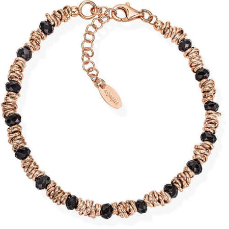 AMEN Bracciale Romance rosè con Zirconi Neri in Argento 925