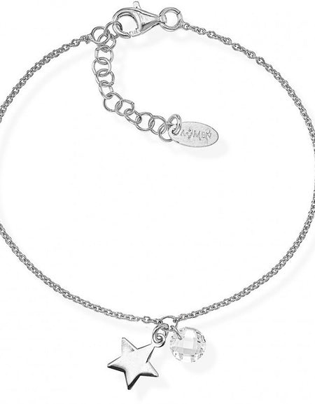 AMEN Bracciale Cristallo e Stella Pendenti in Argento 925