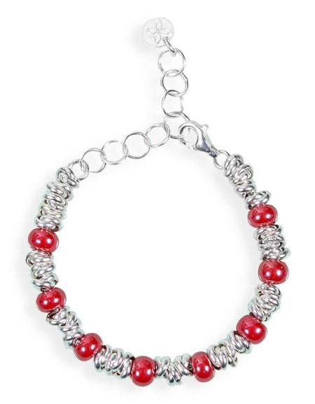 GERBA Bracciale Bambini Murrine Rosse in Argento 925