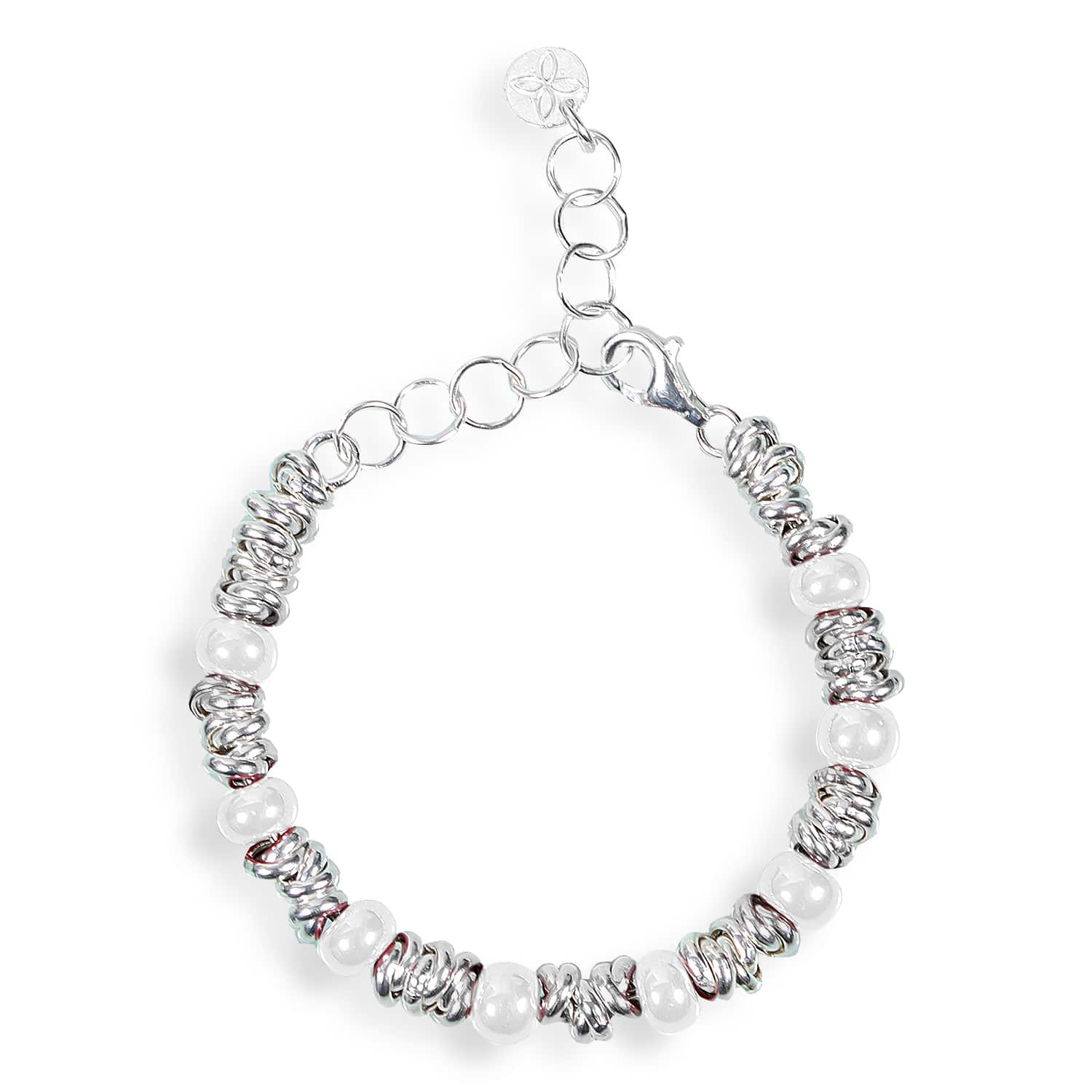 GERBA Bracciale Bambini Murrine Bianche in Argento 925