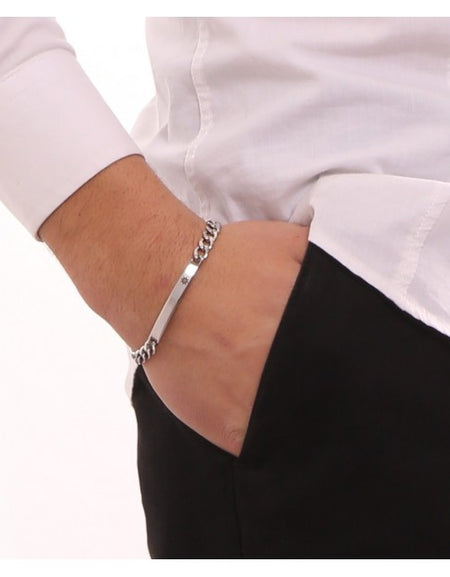 Bracciale uomo BOCCADAMO MAN maglia grumetta con rosa dei venti