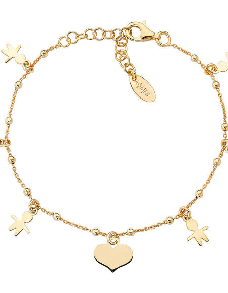 AMEN Bracciale Donna i Bobolini con Pendente Cuore e Bimbi