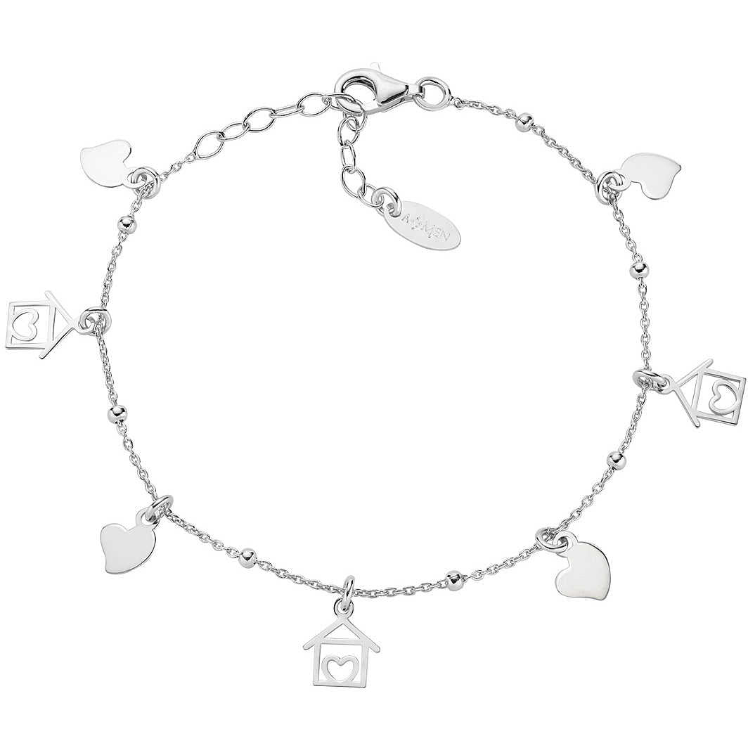 AMEN Bracciale Donna con Charm Casetta e Cuore