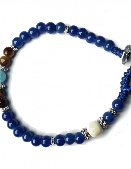 GERBA Bracciale Uomo Lab 049 Agata Blu Occhio di Tigre