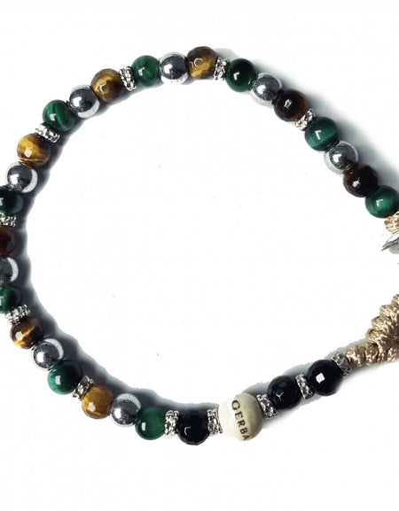 GERBA Bracciale Uomo Lab 051 Occhio di Tigre Onice Nera ed Ematite