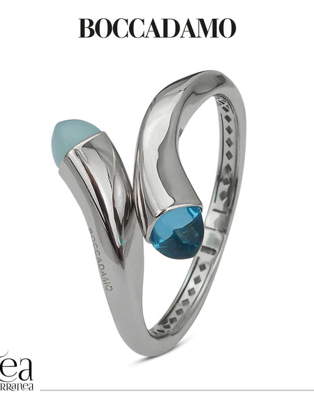 BOCCADAMO Bracciale Donna Rigido Contrariè Caleida Cristalli Acquamarina e Acquamilk