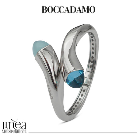 BOCCADAMO Bracciale Donna Rigido Contrariè Caleida Cristalli Acquamarina e Acquamilk
