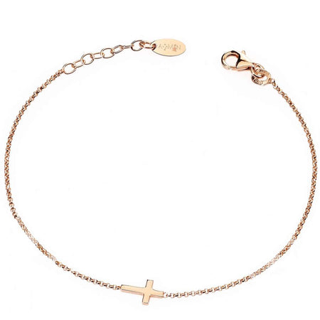 AMEN Bracciale Crocetta Rosè in Argento 925