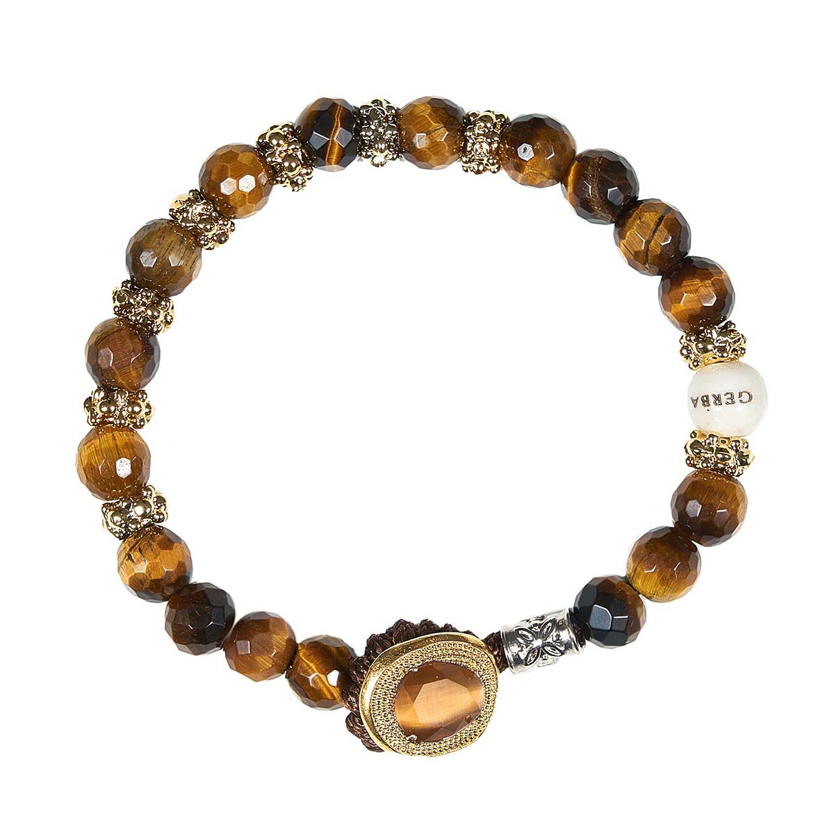 GERBA Bracciale Lab 103 con Occhio di Tigre in Bronzo Dorato