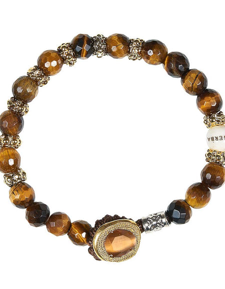 GERBA Bracciale Lab 103 con Occhio di Tigre in Bronzo Dorato