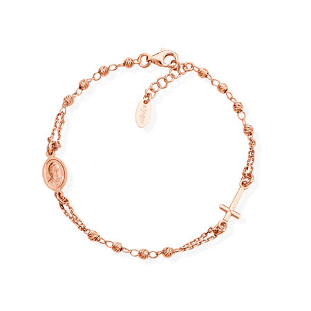 Bracciale AMEN Rosario Classico Rosè Diamantato in Argento 925