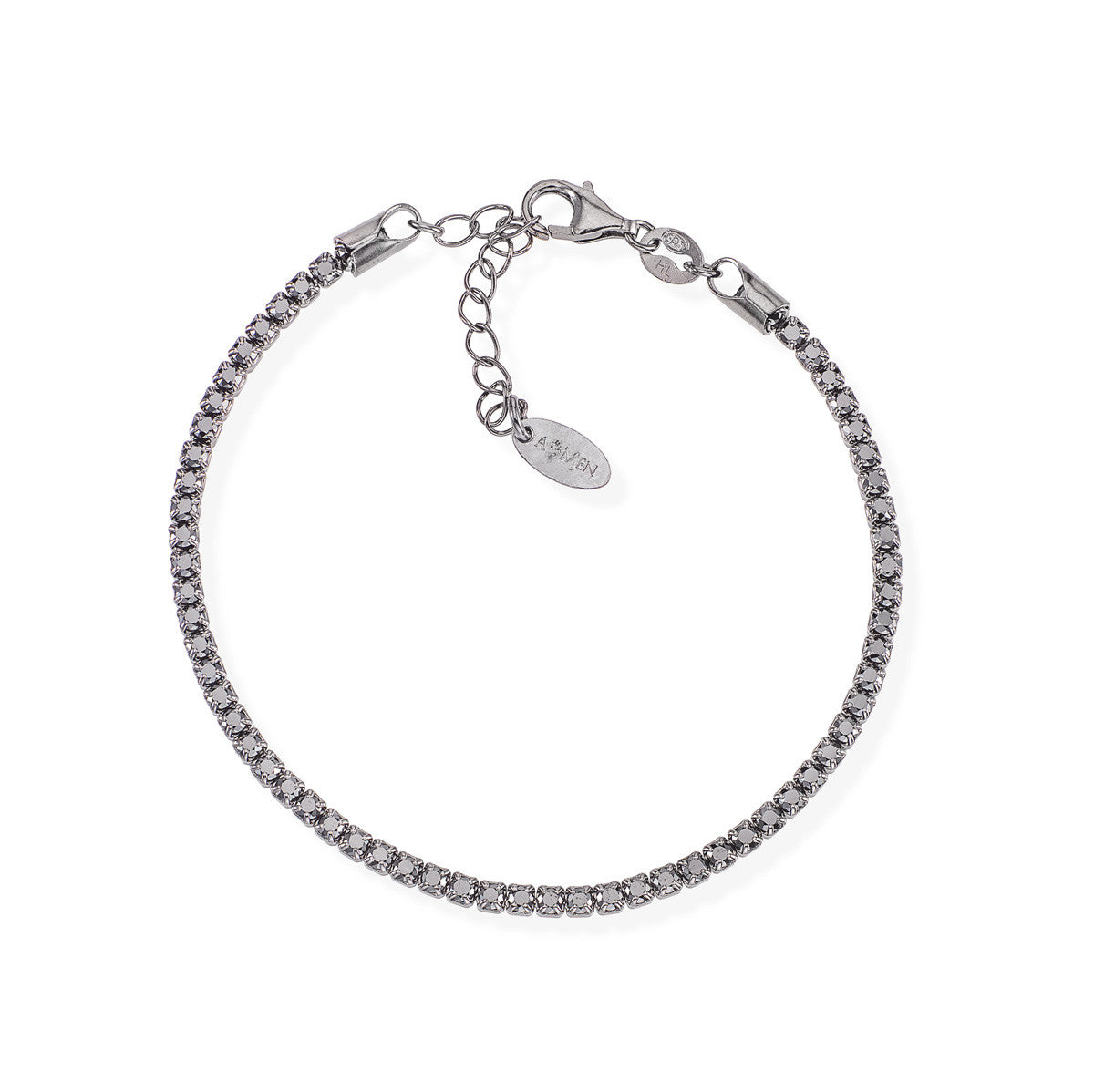 AMEN Bracciale Tennis Brunito Zirconi Neri in Argento 925