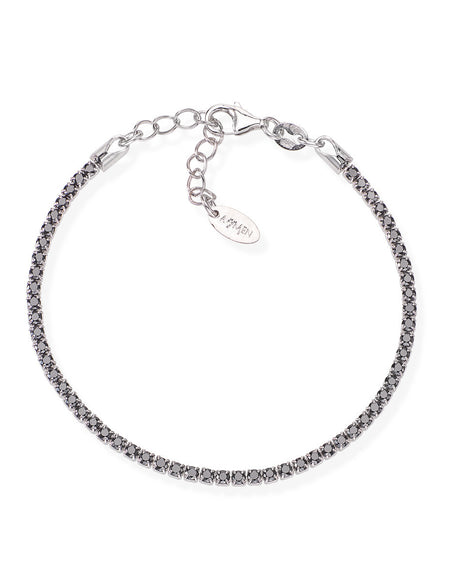 AMEN Bracciale Tennis Rodio Zirconi Neri in Argento 925