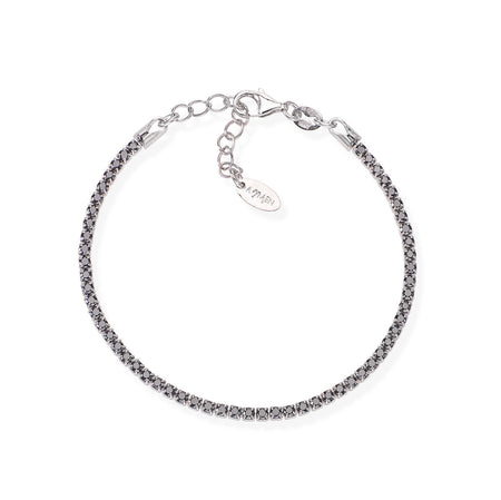 AMEN Bracciale Tennis Rodio Zirconi Neri in Argento 925