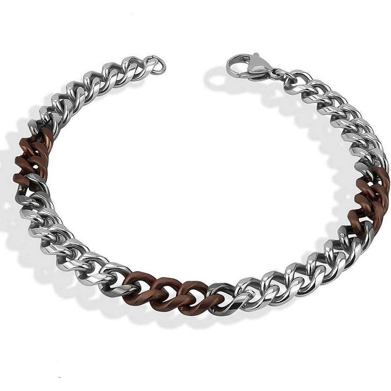 Bracciale uomo BOCCADAMO MAN maglia in pvd marrone