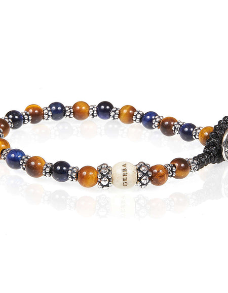 GERBA Bracciale Lab 080 con Occhio di Tigre Marrone e Blu in Argento 925