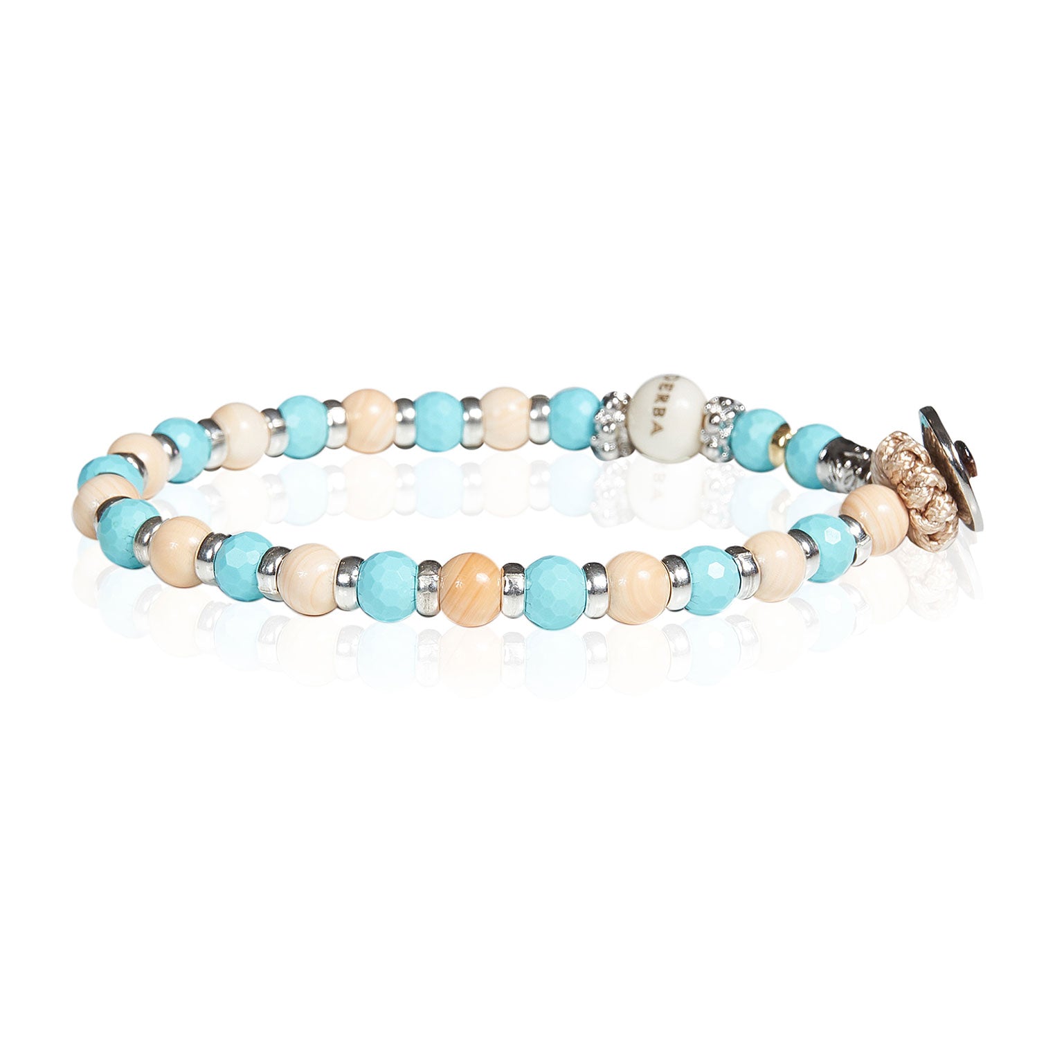 GERBA Bracciale Uomo Muslè 04 con Pasta di Turchese Conchiglia e Argento 925
