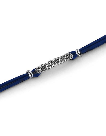 Bracciale uomo BOCCADAMO MAN 2 fili in pelle e corda ritorta centrale in ARG925