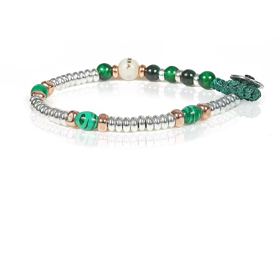 GERBA Bracciale Uomo Mon Amour 14 con Occhio di Tigre Verde in Argento 925