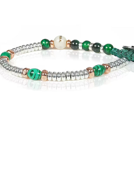 GERBA Bracciale Uomo Mon Amour 14 con Occhio di Tigre Verde in Argento 925