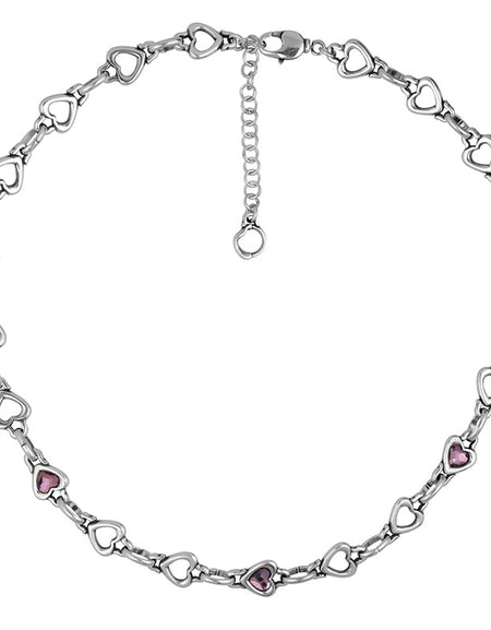 CICLÓN Collana Donna Amore Cuori e Cristalli Rosa