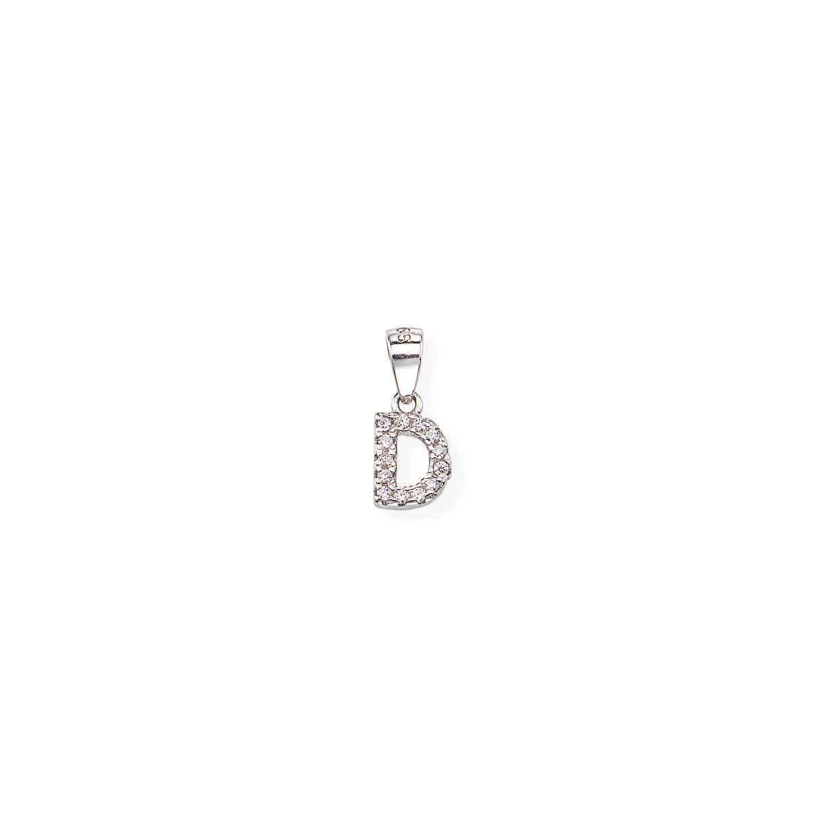 AMEN Pendente Lettera D con Zirconi Bianchi in Argento 925