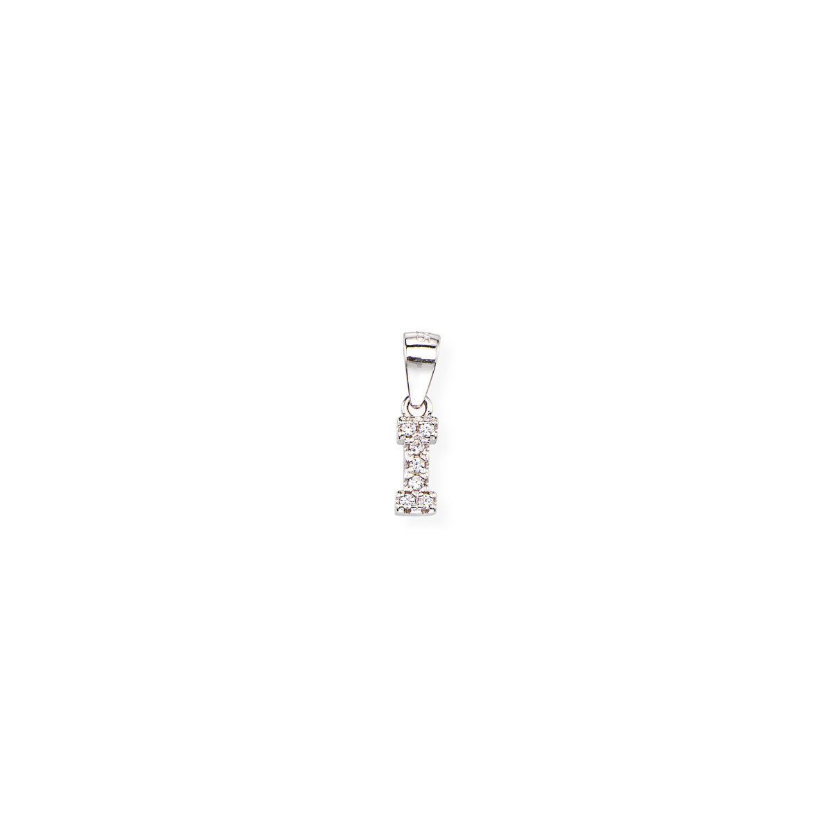 AMEN Pendente Lettera I con Zirconi Bianchi in Argento 925