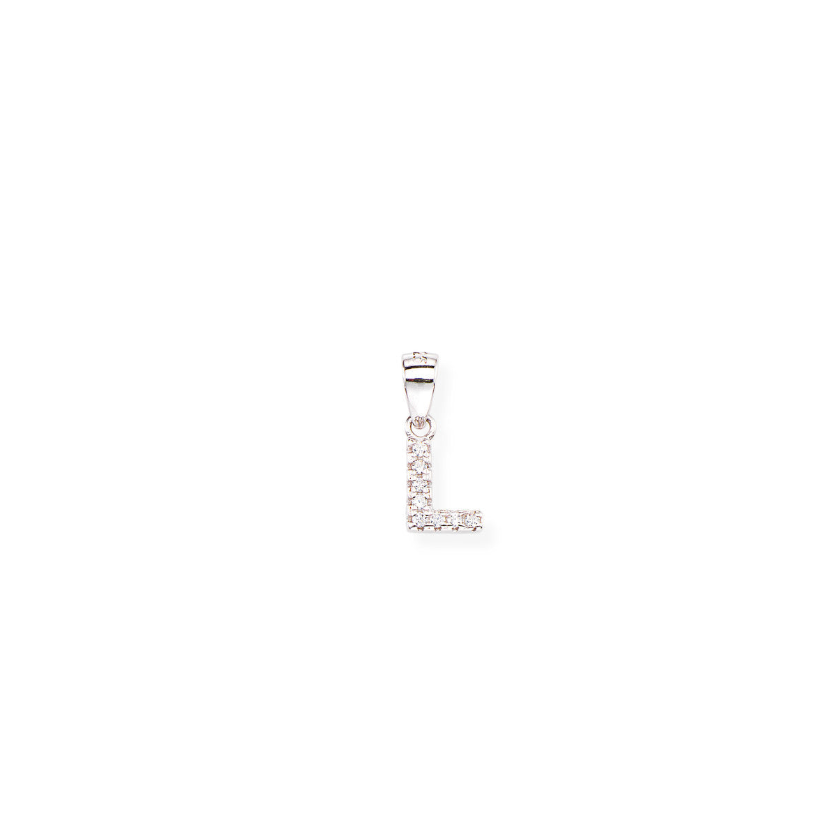 AMEN Pendente Lettera L con Zirconi Bianchi in Argento 925