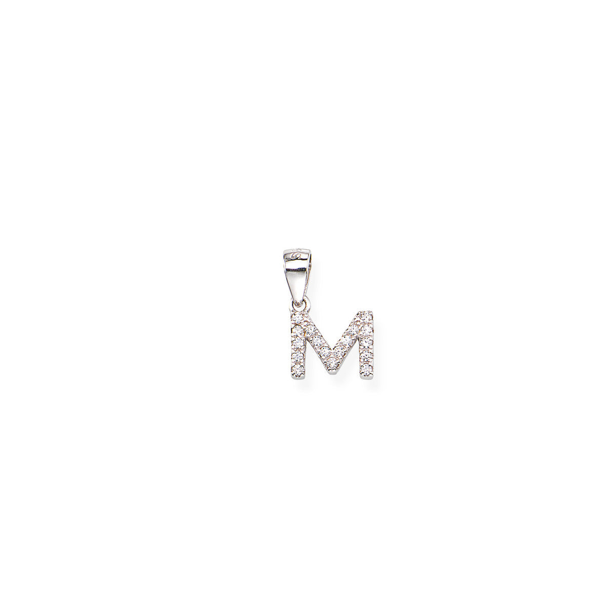 AMEN Pendente Lettera M con Zirconi Bianchi in Argento 925