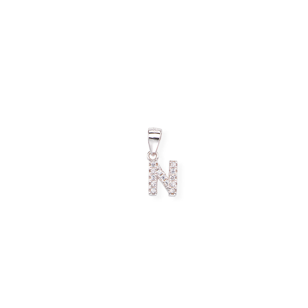AMEN Pendente Lettera N con Zirconi Bianchi in Argento 925