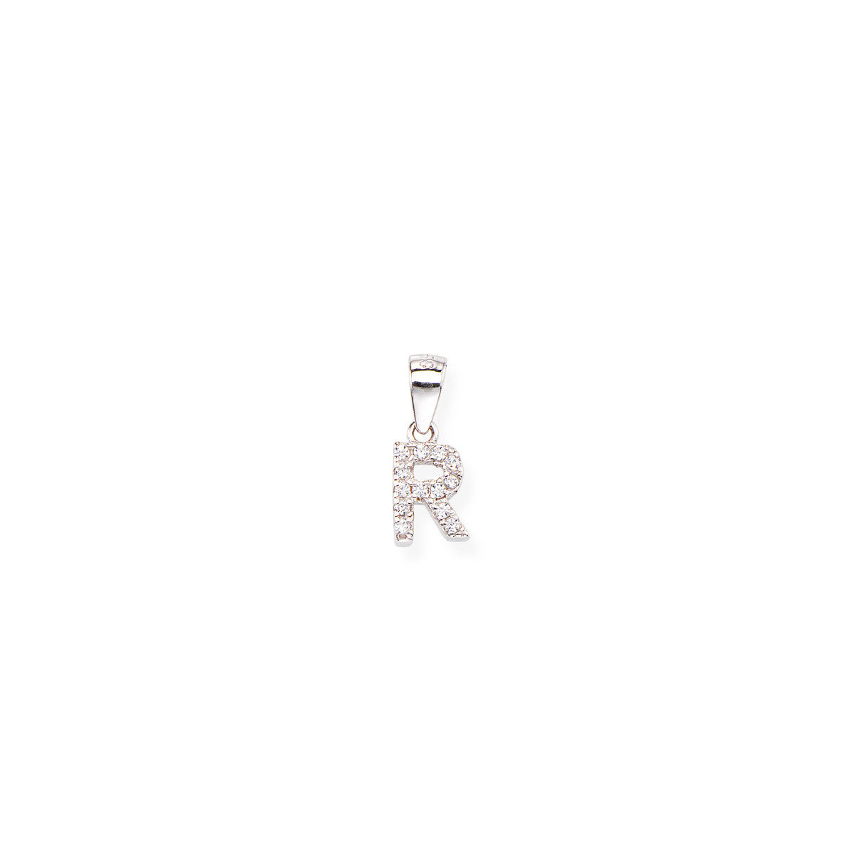 AMEN Pendente Lettera R con Zirconi Bianchi in Argento 925
