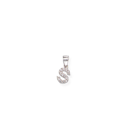 AMEN Pendente Lettera S con Zirconi Bianchi in Argento 925