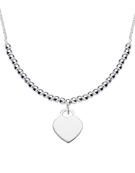 AMEN Collana Donna Sfere Rodio e Cuore in Argento 925