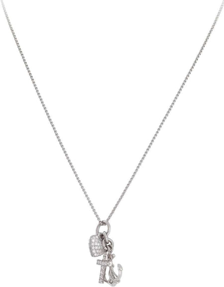 AMEN Collana Fede, Speranza e Carità con Zirconi Bianchi in Argento 925