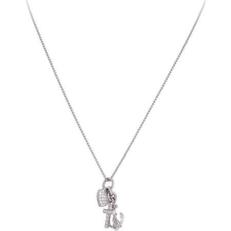 AMEN Collana Fede, Speranza e Carità con Zirconi Bianchi in Argento 925