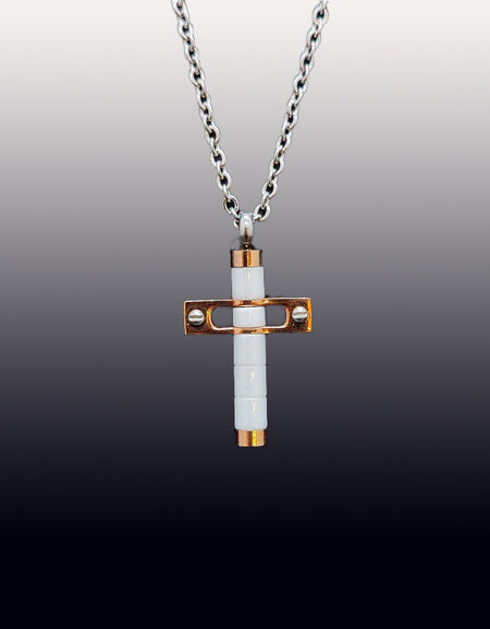 Collana Uomo BOCCADAMO MAN in acciaio con crocifisso in PVD bianco e rosè